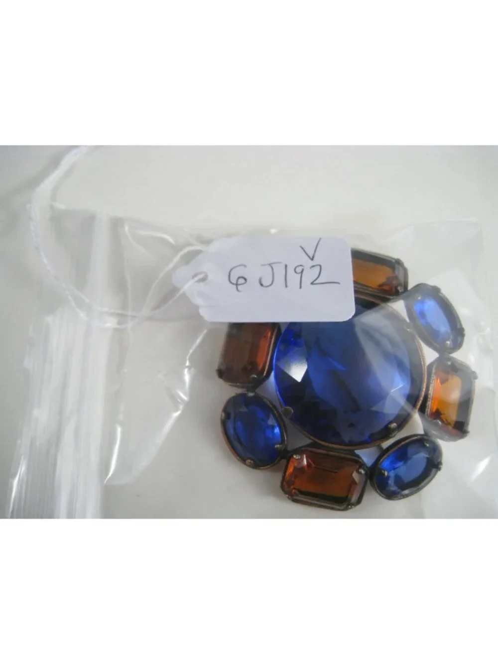 Yves Saint Laurent Vintage Statement Brooch Blue Glass Faceted Copper Tone READ